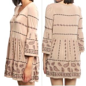 POL Beige Embroidered Tunic Top BRAND NEW